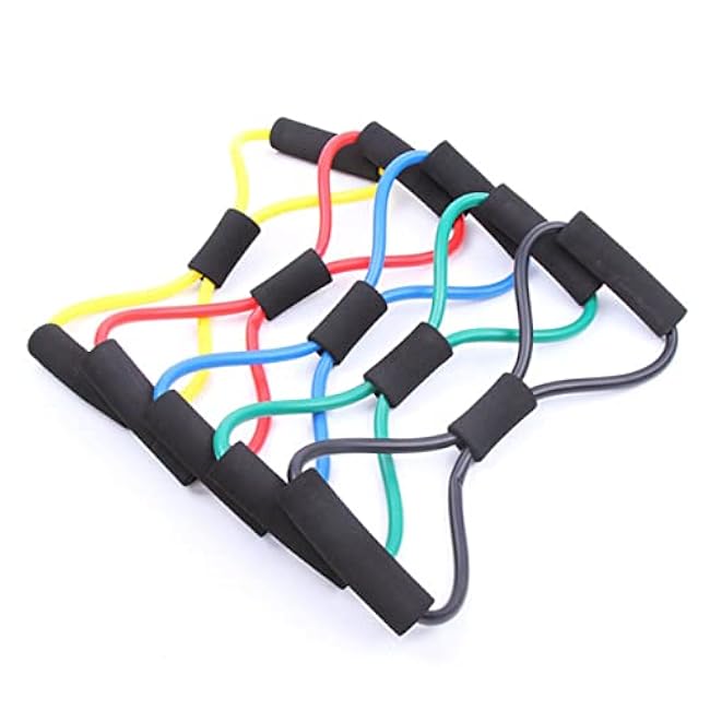 Tension Ropes Exercise Tubes Handles Resistance Bands Legs Stretchy Bands for Arm Workout Random Color