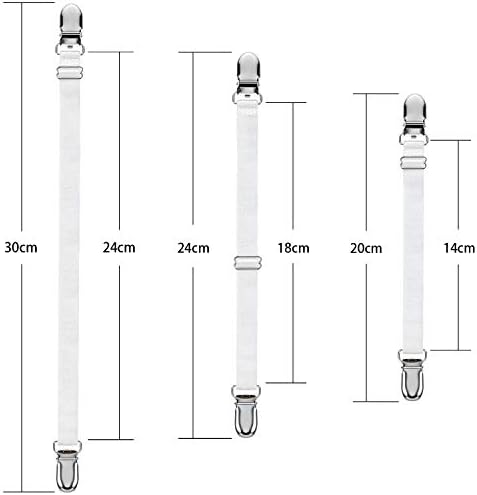 Elastic Ironing Cover Fasteners, Bed Corner Holder, Sheet Strap Sofa Clamp Tablecloth Clips, Boots Clips, Leg Straps, Boots Clips for Jeans (White, 6 Pieces)