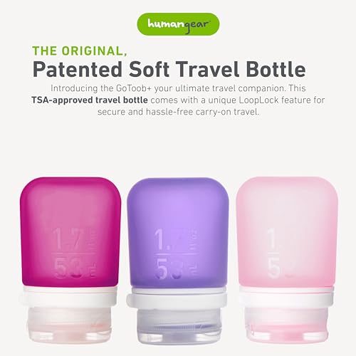 Image of humangear GoToob+ Bottles - Silicone Leak-Proof Travel Tubes for Toiletries, Camping & TSA Carry-On (3-Pack), Small (1.7 fl oz; 53ml), Rose /Lilac /Magenta