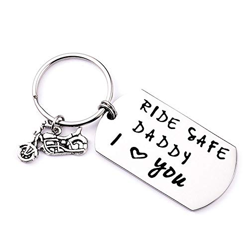 VU100 Ride Safe Daddy I Love You Keychain for Men Dad Father Grandpa Motorcycle Warm Message Wish Gifts