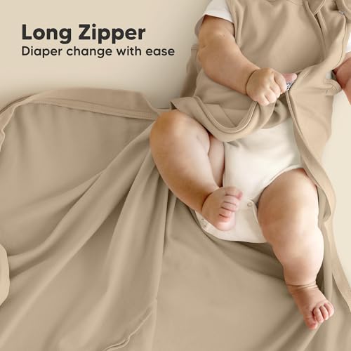 Image of 2-Pack Organic Baby Sleep Sacks, 100% Cotton 0.5TOG (Ecru, 18-24M) | Soft Breathable, Baby Wearable Blanket, Toddler Sleeping Sack 18-24 Months, Easy to Wear Transitional Swaddles for Newborns