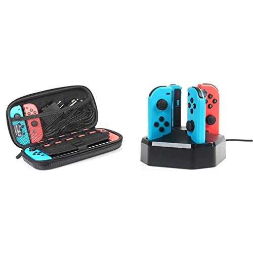 Amazon Basics Carrying Case for Nintendo Switch and Accessories - 10 x 2 x 5 Inches, Black & Charging Station Dock for 4 Nintendo Switch Joy-con Controllers - 2.6 Foot Cable, Black Amazon Basics Carrying Case for Nintendo Switch and Accessories - 10 x 2 x 5 Inches, Black & Charging Station Dock for 4 Nintendo Switch Joy-con Controllers - 2.6 Foot Cable, Black