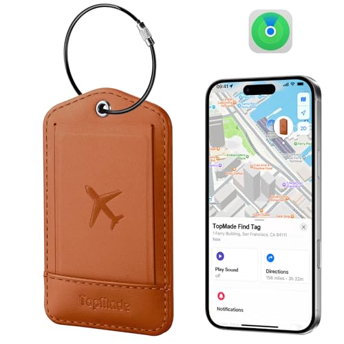 TopMade Smart Leather Luggage Tag with Find My