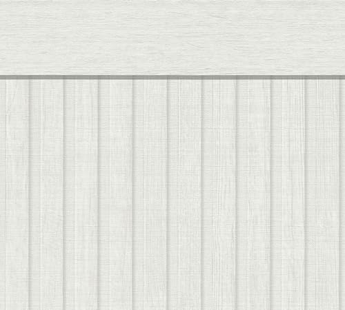 A.S. Création papel pintado aspecto madera crema blanco 397443 - papel pintado no tejido paneles acústicos - aspecto zócalo escandinavo en formato apaisado - 5,00m x 1,06m - Fabricado en Alemania