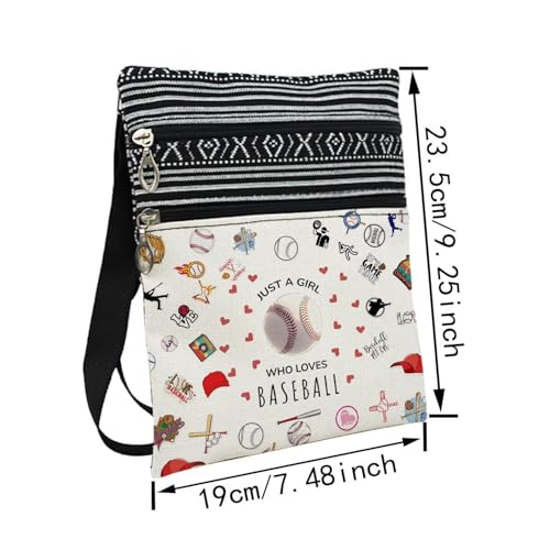 Just Love Baseball Messenger Bag Small Ethnic Pattern Printed Adjustable Strap Crossbody Zipper Bag Phone Bag Wallet Cute Shoulder Handbag for Baseball Lovers Fans Women2
