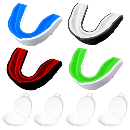 UZSUZZ 4 PCS Sports Mouthguard, Mouldable Gum Shield with Portable Case, Gum Shield Mouth Guard Adult Youth for Boxing, MMA, Rugby, Hockey, Martial Arts, Judo, Karate and All Contact Sports
