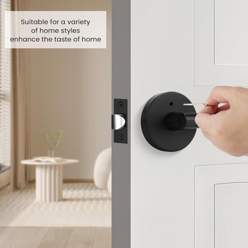 Image of Goldenwarm 1 Pack Black Door Handle Interior, Matte Black Door Lever Privacy Door Handles Keyless, Zinc-Alloy Heavy Duty Door Hardware for Bedroom Bathroom