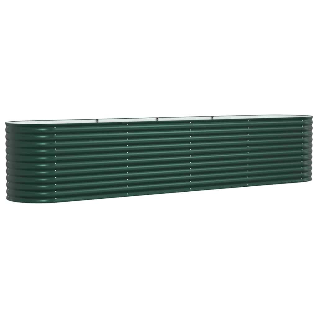 Bancal alto verde 400 x 80 x 81 cm Jardín alto de acero – Moderno bancal para jardín y terraza – Jardinera estable para verduras, hierbas y flores – Resistente a la intemperie