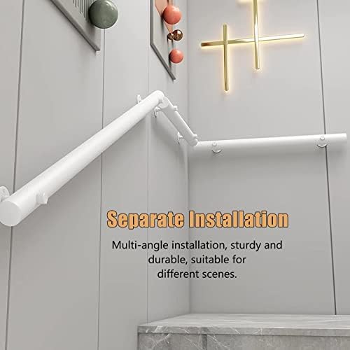 White Wooden Indoor Stair Grab Bar - Safety Rail for Seniors, Wall-Mounted, Available in 1ft to 16ft Lengths, Ideal for Home & Commercial Use, Slip-Resistant Support