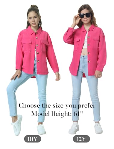 Mebius Girls Shacket Jacket Long Sleeve Plaid/Corduroy Color Block Button Down Casual Collared Shirt with Pocket3