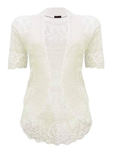 VR7 Señoras de punto Bolero Crochet Cardigan de encogimiento de hombros, crema, S-M