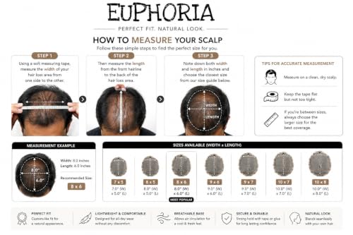 Image of EUPHORIA European Full Lace Hair Patch for Men | 0.03 mm Ultra Thin Lace Base | 100% Human Hair Toupee | Undetectable Hairline | Breathable Non-Surgical Replacement System | (Brown, 8x6)