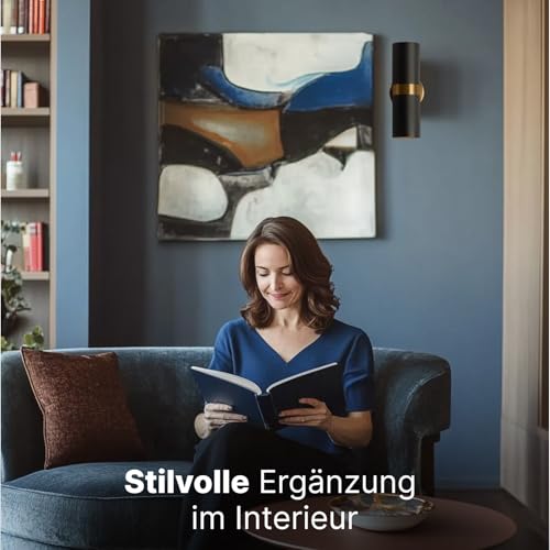 Lámpara de pared con enchufe para oficina, aplique interior negro sin obras 7