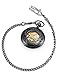 AMPM24 Steampunk Black Copper Case Skeleton Mechanical Pocket Watch Fob WPK167