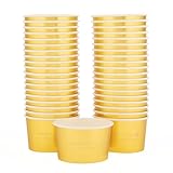 Gold Ice Cream Paper Cups 7 oz [50 pack] Disposable Dessert Bowls for Hot Cold Food Container Birthday Christmas Party Supplies, Treat Snack Gold Foil Bowls for Frozen Yogurt, Bar, Diners, Bakeries