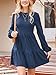 CUPSHE Women's Mini Fall Dresses Knit Casual Long Sleeve Crew Neck Flowy Tiered Ruffled Short Sweater Dress Navy Blue, XS