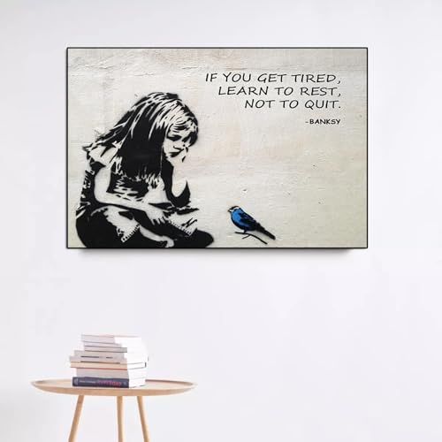 Affiche Banksy oiseau bleu toile graffiti rue impression murale grand format encadré