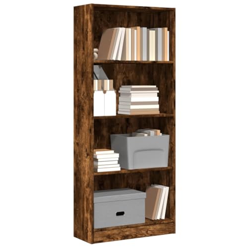 Vidaxl Libreria Rovere Fumo 60X24X143 Cm In Legno Multistrato, Mobile Porta Libri, Scaffale Per Libri, Mobile Portaoggetti, Porta Libri - 3