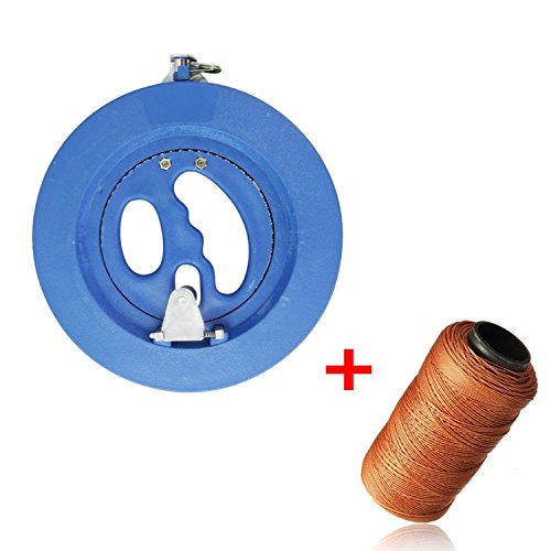 EVINIS Professional Outdoor Kite Line Winder Winding Reel Grip Wheel with flying Line String Flying Tools With Lock-With 100m 70LB Kevlar Line-Blue