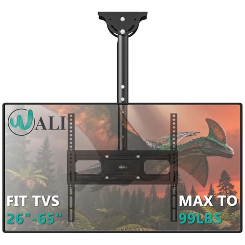 WALI Ceiling TV Mount for 26-65 inch, Full Motion Ceiling TV Bracket Fits Most LED, LCD, OLED 4K Flat Screen TVs, up to 99lbs, Mounting Holes 400x400mm (CM2665-P), Black