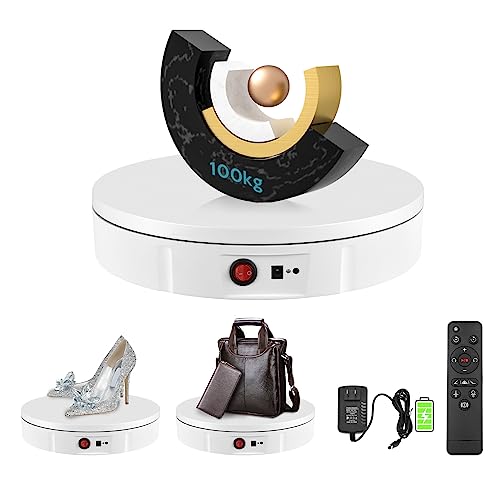 Base Girevole Elettrica, VAYOTOY Piattaforma Girevole Elettrico Ricaricabile 100KG Carico 30CM Diametro Piatto Girevole Elettrico con Telecomando Velocità Regolabile Direzione per Fotografia Display