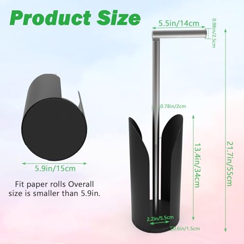 Freestanding Toilet Paper Holder Stand with Storage, Splash Guard, Black - image 2