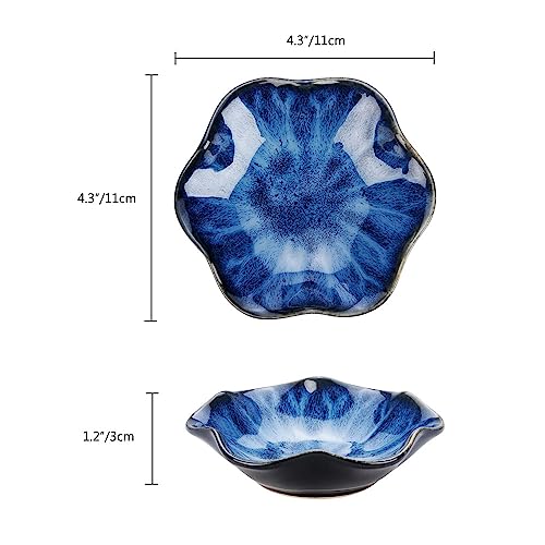 Image of Lotus Leaf Shape Decorative Ring Tray, Small Key Bowl, Ceramic Trinket Tray Jewelry Dish Organizing Necklace Earrings, Home Decoration for Mom Best Friend Sister, Blue.