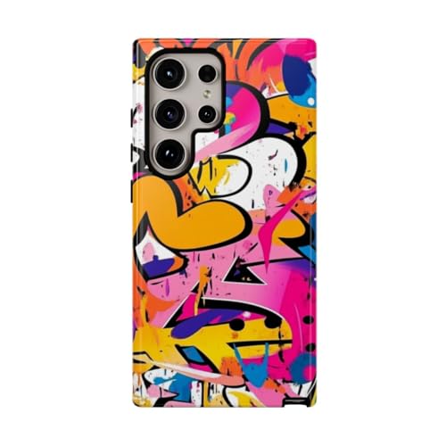 Coque Samsung S24 Ultra art graffiti abstrait rigide et brillante multicolore
