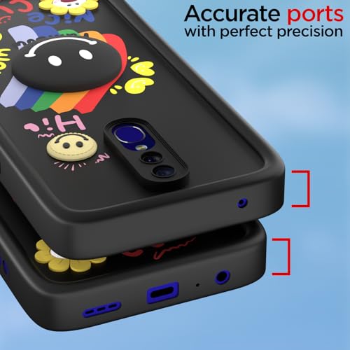 Image of Pikkme Back Cover for Oppo F11 | Soft Silicone| Cute Rainbow Smile & 3D Cartoon Flower Design | Shockproof Raised Camera Protection Bumper Case (Black)