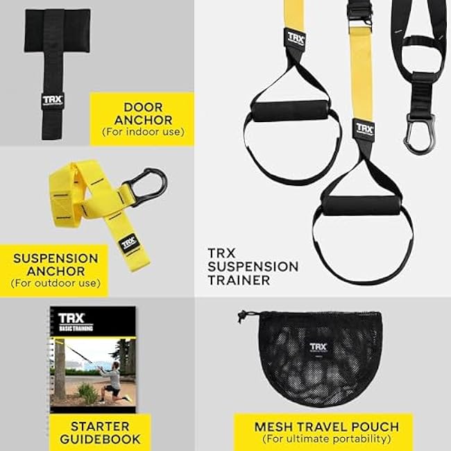 TRX All-in-ONE Suspension Training System: Full Body Workouts for Your Home Gym, Travel, and Outdoors | Includes Indoor & Outdoor Anchors, Workout Guide and Video Downloads
