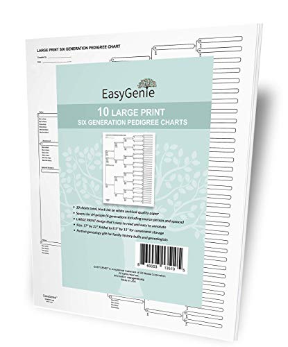 Easygenie 201051 10 Large Print Six Generation Pedigree Charts For Ancestry | Archival-Quality Genealogy Forms thumb #7