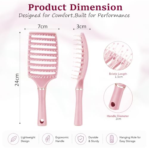 Image of GLUN Portable Detangling Hair Brush Pack of 1 Pink Colour, Curly & Straight Hair Brush for Women & Men Accessories Use in Salon, Home & Personal Use