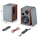 Smalody Powered Bookshelf Speakers (Pair), 2.0 Stereo Wood Active Speakers - 60 Watts RMS Near Field Speaker with Bluetooth, Wood Enclosure Premium Surround Sound Home Theater