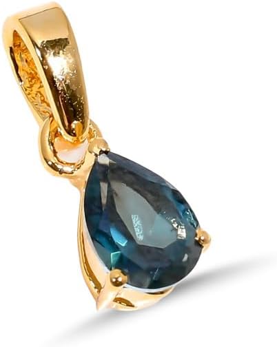 Natural Gemstone London Blue Topaz Solitaire Pendant Necklace Pear Faceted 7x5mm 925 Sterling Silver Gemstone Pendant SP21-86-24-