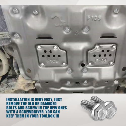 Image of 8PCS Skid Plate Bolts, 304 Stainless Steel 12mm Hex Head Auto Skid Plate Bolts Compatible with 4Runner FJ Cruiser Land Cruiser Sequoia Tacoma, Car Accessories Replacement