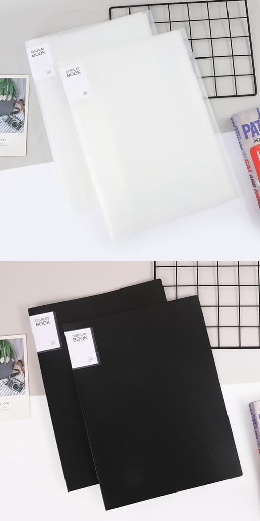 Honeymoon A3 Presentation Display Book 40 Pockets, 2 Packs 80 Sheet, Plastic Binder, Portfolio Folder Document A3 Paper Organizer for Artwork, Drawing, Report[Pink+Blue]