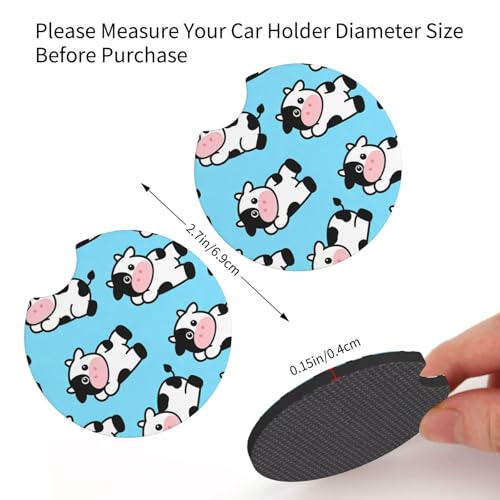 2 Pzs Posavasos para Auto Diseño Vaca Lechera 2.75 Pulg miniatura 4