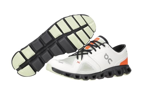 Image of On Men's Cloud X 3 Sneakers, Ivory /Flame, 9.5