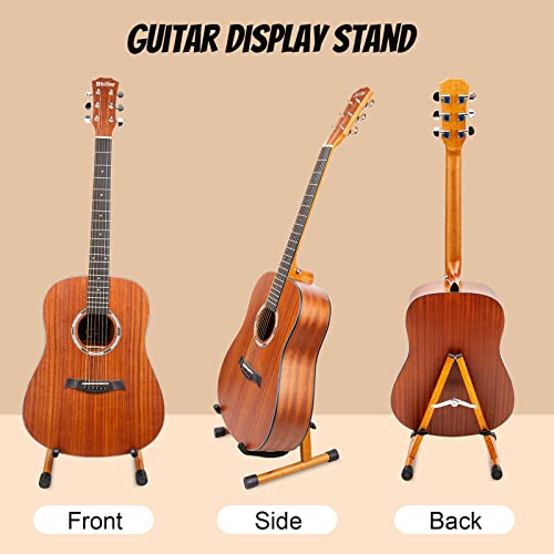 Guitar Stand, Muscab Wood Guitar Floor Stand With Soft Foam Arms And Non-Slip Rubber Caps, A-Frame Guitar Holder Stand For Acoustic/Electric/Classical/Bass Guitar And More #TOP5