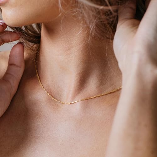 BAYLAY Gold Chain for Women - 18K Gold Plated Chain Necklace Woman Dainty Gold Necklace for Women Non Tarnish Gold Necklace Gold Jewelry Gifts Size 16 inch — view 4