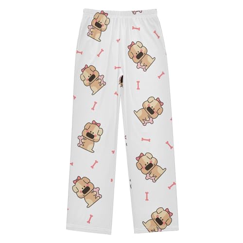 Cute Puppy Boys Pants Boys Athletic Pants Long Pant for Boy with Pockets Wide-Leg Size 6-14Y