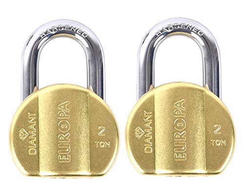 Europa L358 | Diamant Padlock with 11 Pin Dimple Key | DLSB Technology | Modern Styling (Bump + D Shape) | 58MM Twin Pack + Common Key | 9.5MM Hard Shackle | 3 Dimple Keys Included | Finish: BM