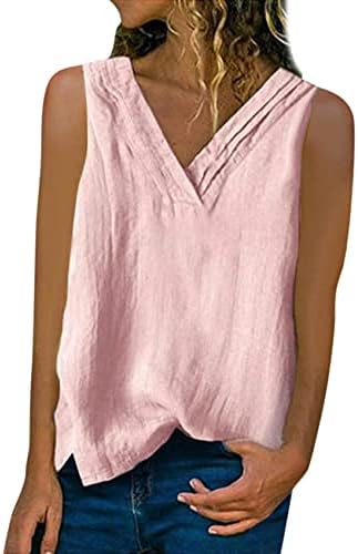 HIRIRI Cozy Tank Tops for Women V Neck Sleeveless T-Shirts Summer Solid Shirt Casual Loose Blouse Vest Pink