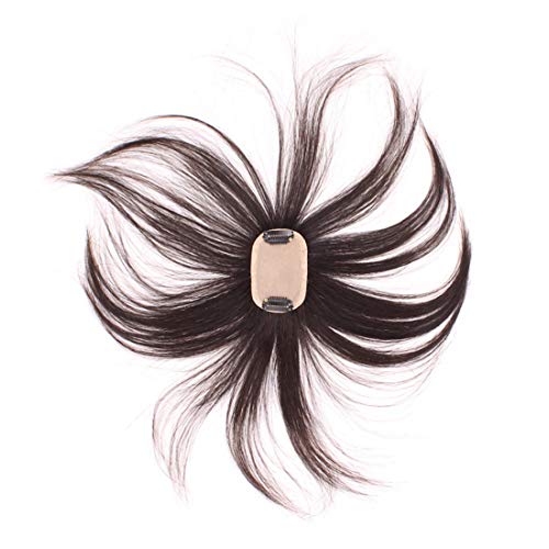 Couronne de cheveux humains avec base en soie respirante et clips