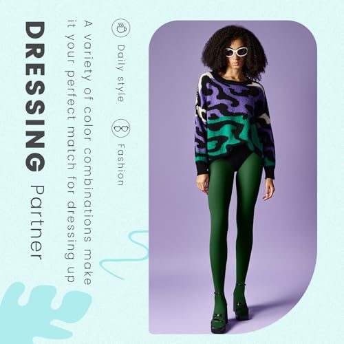 Solid Color Opaque Tight Sets Neon Style 80d Women's Soft High Waist Footed Colored Leggings3