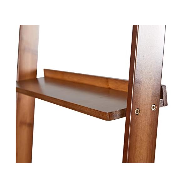 Bookshelf ladder shelf storage rack multipurpose bamboo organizer shelves furniture for home office living room kitchen office 5 tier brown  urban country home decor