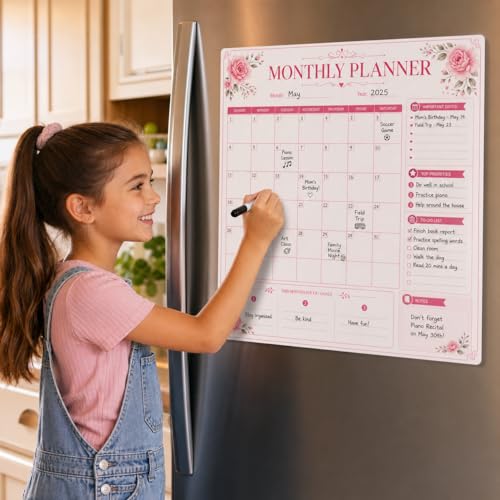 Image of Zesta Vinyl Magnetic Planner for Fridge | Cute Weekly Planner /Meal Planner with Marker | Rewritable Magnetic White Board for Fridge (Harry Potter 11X11 Inches) (Floral P)