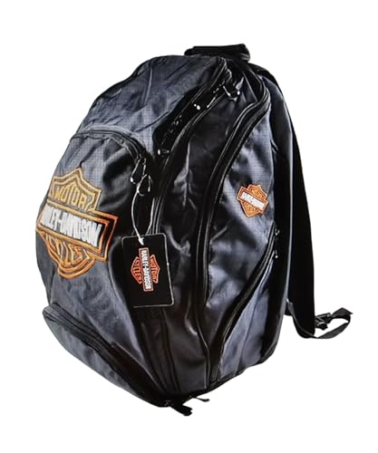 ZAINO TRACOLLA IN NYLON per Compatibile con HARLEY BACKPACK LOGO Compatibile con HARLEY BAR&SHIELD ARANCIONE CON TASCHE