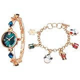 TIME100クリスマス限定 レディース 腕時計&ブレスレット セット 2025年 輝きのクリスタル 日本製クォーツ腕時計 ステンレス 防水 プレゼント ギフト 女性 彼女 妻 母 女友達 誕生日 記念日 結婚式 パーティー フォーマル カジュアル ギフト包装 (ブルー)