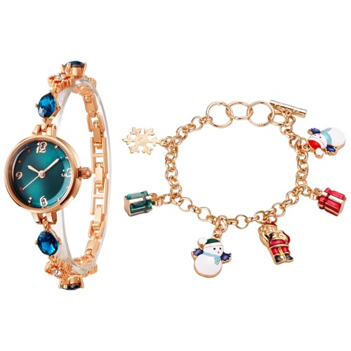 TIME100 Set de Montre et Bracelet pour Femme en Or Rose, Mini Montre à Quartz élégante pour Femme, Cadeau à la Mode, résistant à l'eau
